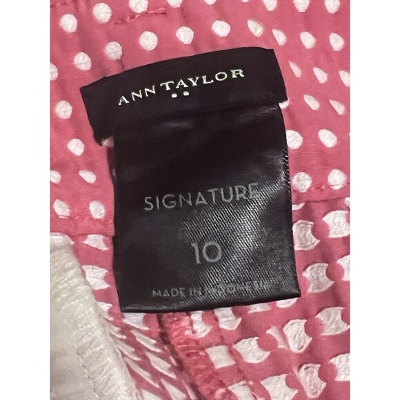 Ann Taylor Signature Pink Polka Dot Scalloped Hem Shorts Women Size 10 - Picture 6 of 7
